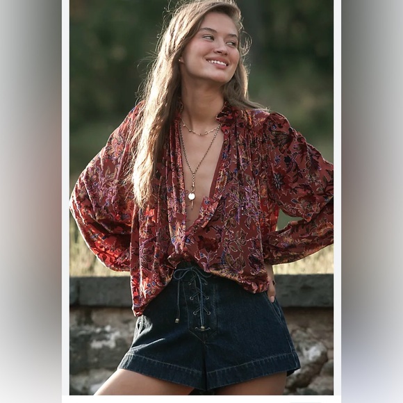 Anthropologie Tops - Anthropologie: The Estela Burnout Sheer Printed Blouse